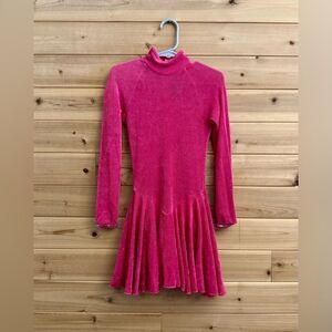American Girl Size Small Pink Sparkle Dance Ice Skater Twirl Long Sleeve Dress
